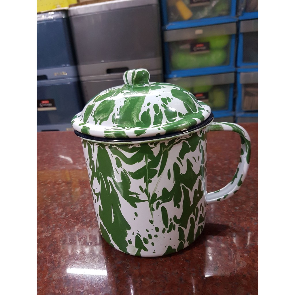  Mug Jadul  Gelas Lurik Burik Blirik Loreng Unik Enamel Seng 