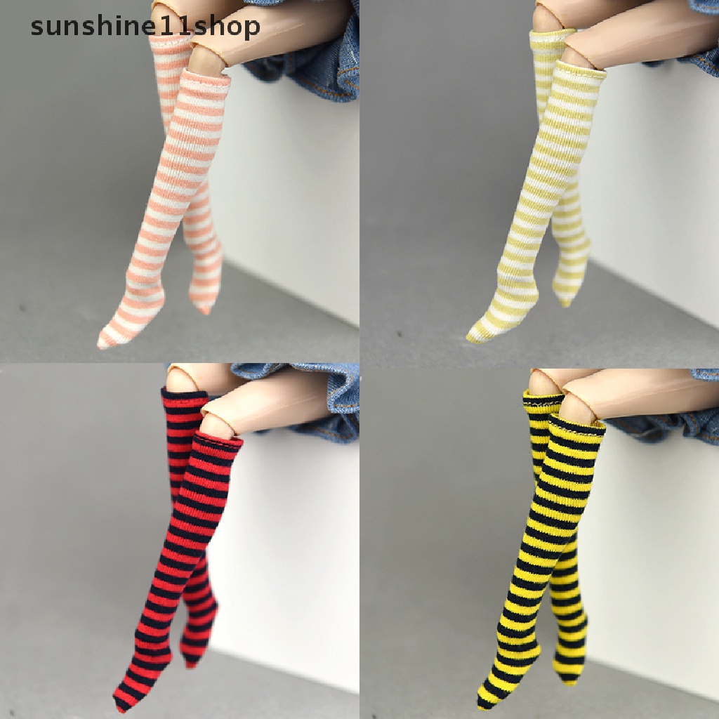 (SHO) 1 Pasang Kaos Kaki Motif Garis Untuk Aksesoris Boneka Blyth licca BJD 1 / 6 28-30cm