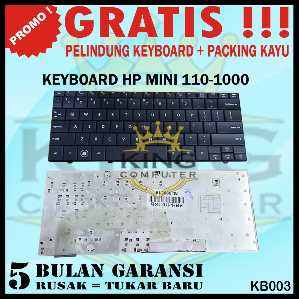 Keyboard Laptop HP Mini 110-1000 110-1013tu 110-1014tu 110-1069 Gratis Pelindung Keyboard