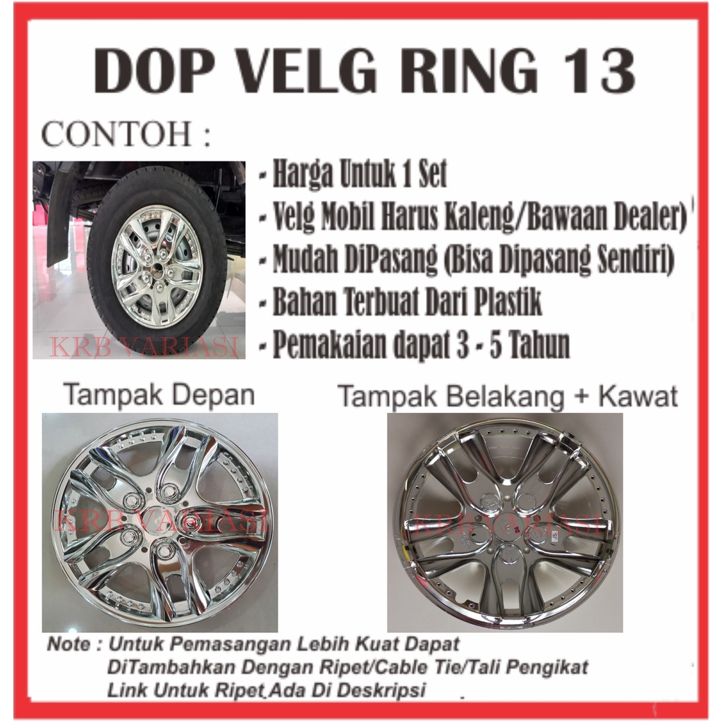Dop Velg Racing Ring 13 Inch Chrome Dop Velg Mobil Bagus Keren