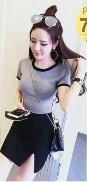 Ringer Tee Gilita L Dan XL /Bahan Spandex