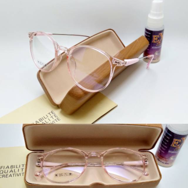 PAKET KACAMATA LENSA MINUS anti radiasi pria wanita  frame pink