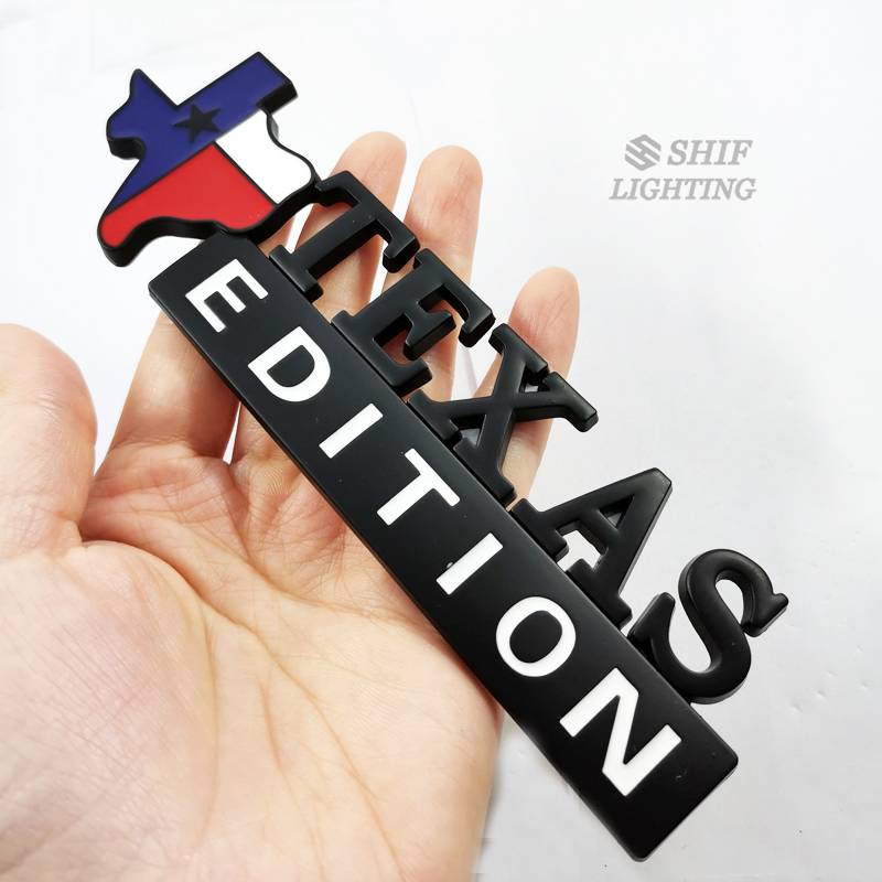 1pc Stiker Emblem Texas EDTIION Metal Hitam Untuk Fender Samping Mobil JEEP Tundra Tacoma Fordge