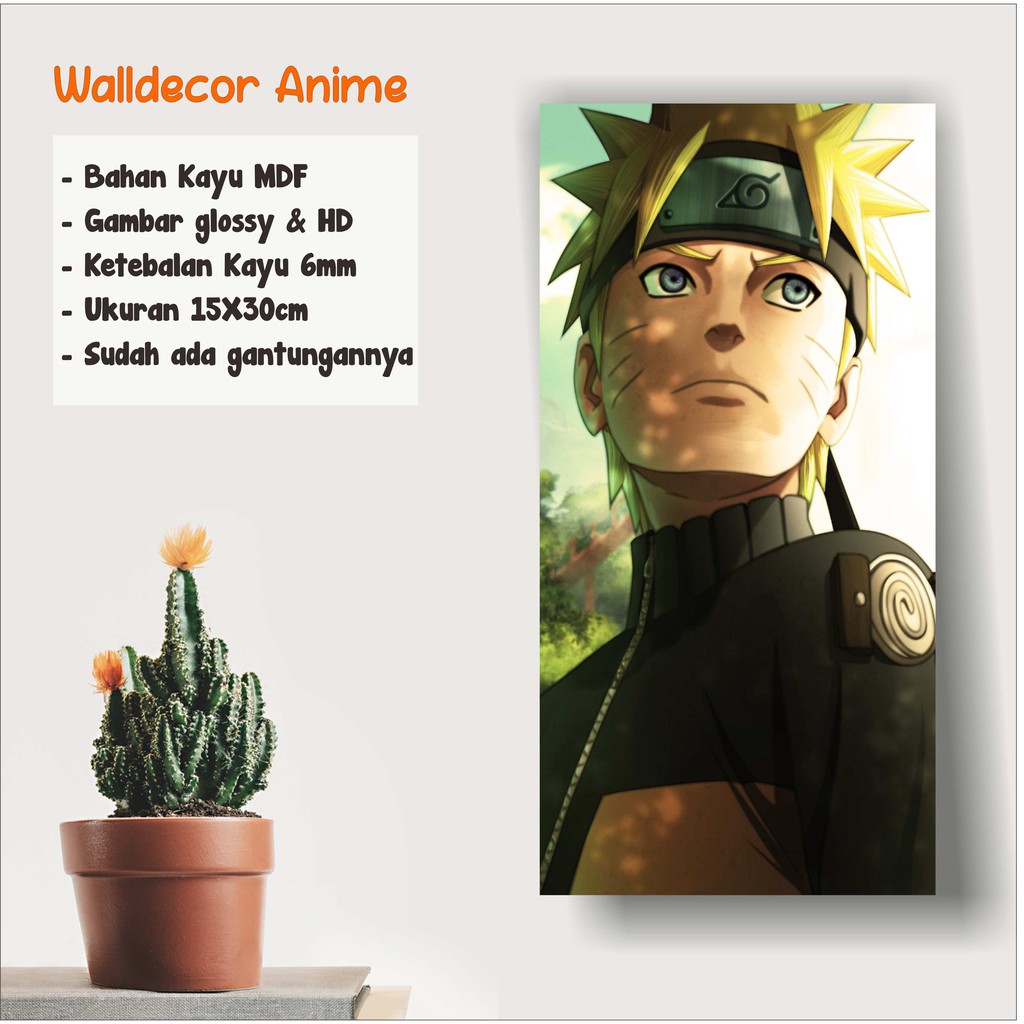 Walldecor Anime Naruto Uzumaki Ukuran 15x30cm Wall Decor Poster Kayu Hiasan Dinding KPOP Korea