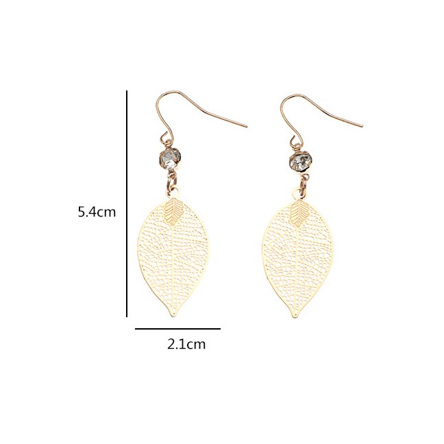 LRC Anting Gantung Fashion Hollow Butterfly Flower Leaf Diamond Earrings P05042