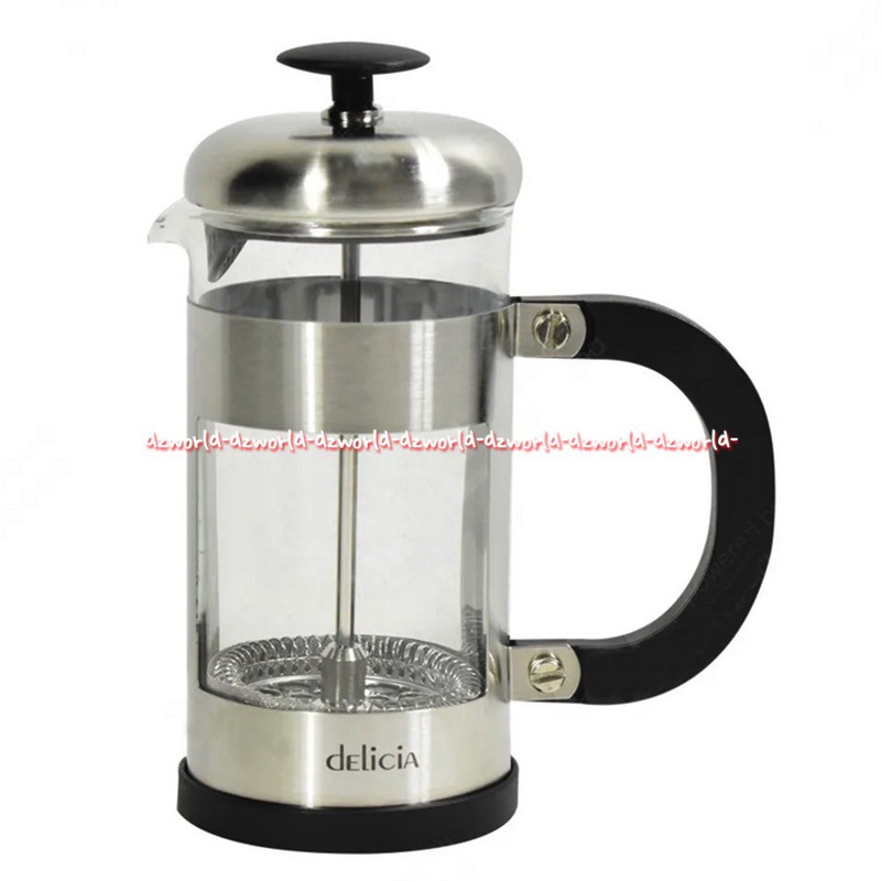 Delicia French Press 1Liter Silver Alat Teko Kopi Seduh Coffee Alat Press Kopi Deliccia Penyaring Saringan Kopi