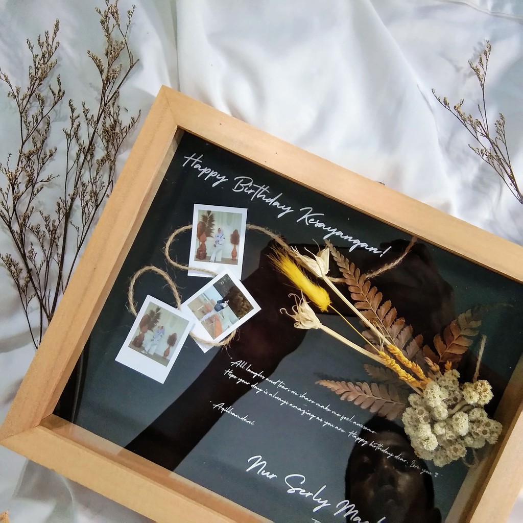 Kado Unik Rustic - Edelwies in Frame 3D (ANTI PECAH)