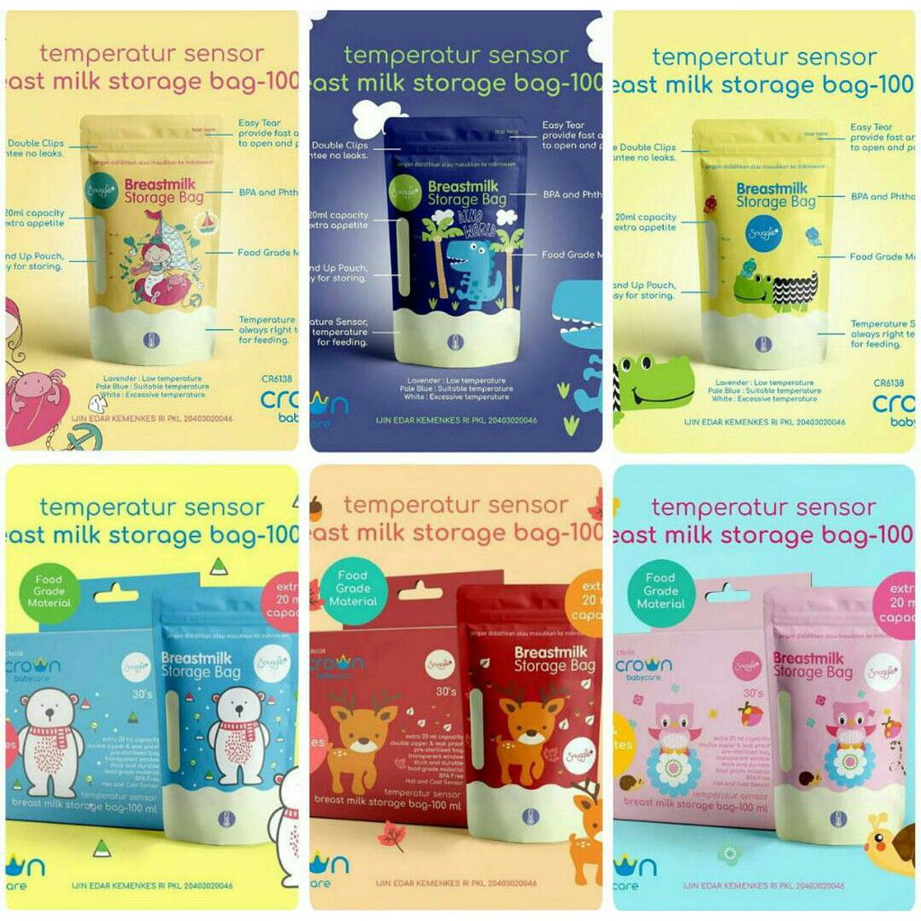 CR 6138 Crown Baby Breast Milk Storage / Kantong ASI Steril 100ml Sekali Pakai