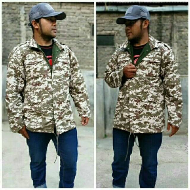 Jaket parka loreng bolak balik/jaket loreng pria/jaket bb loreng