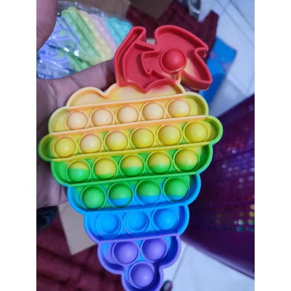 《READY STOCK 50+ JENIS》 Mainan Anak Pop it Fidget Unicorn Rainbow Versi 1-Anggur rainbow