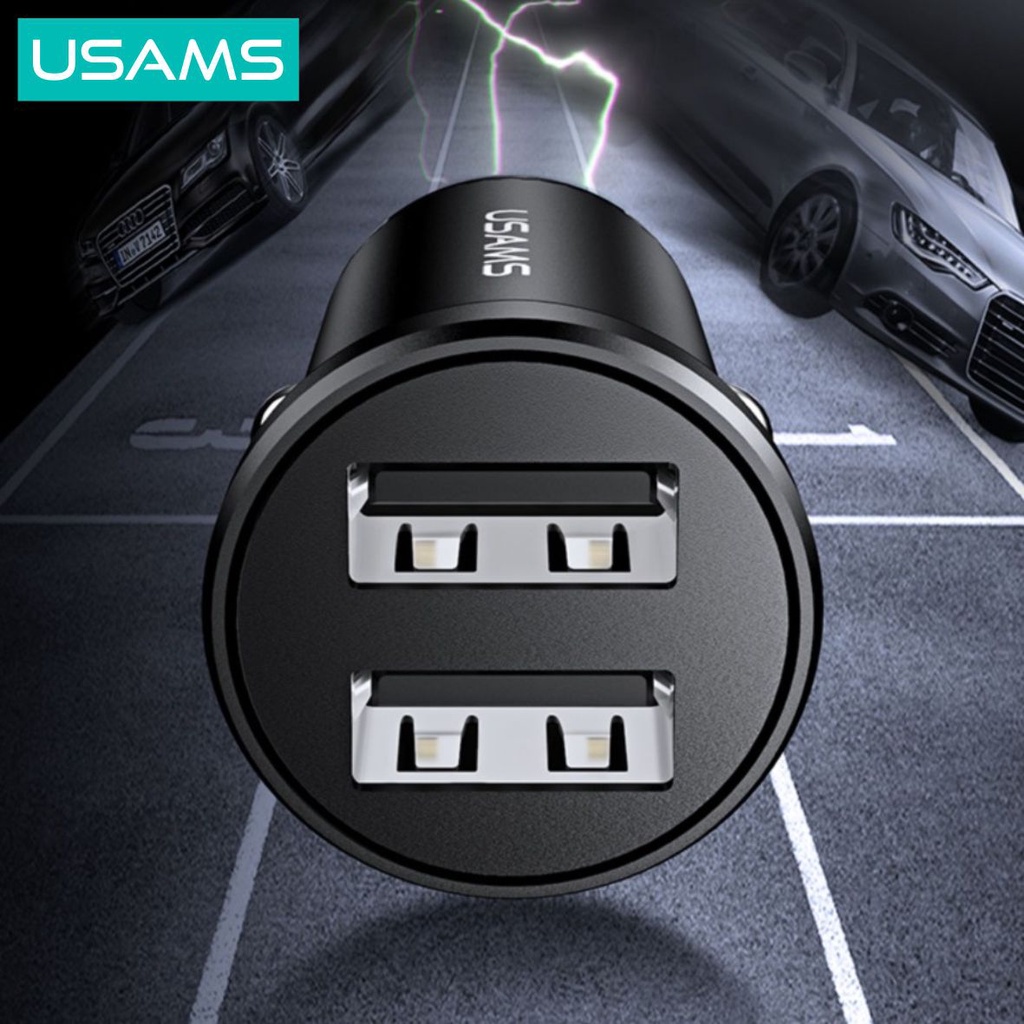 USAMS C20 Charger Mobil Dual USB Mini 2.4A Car Charger