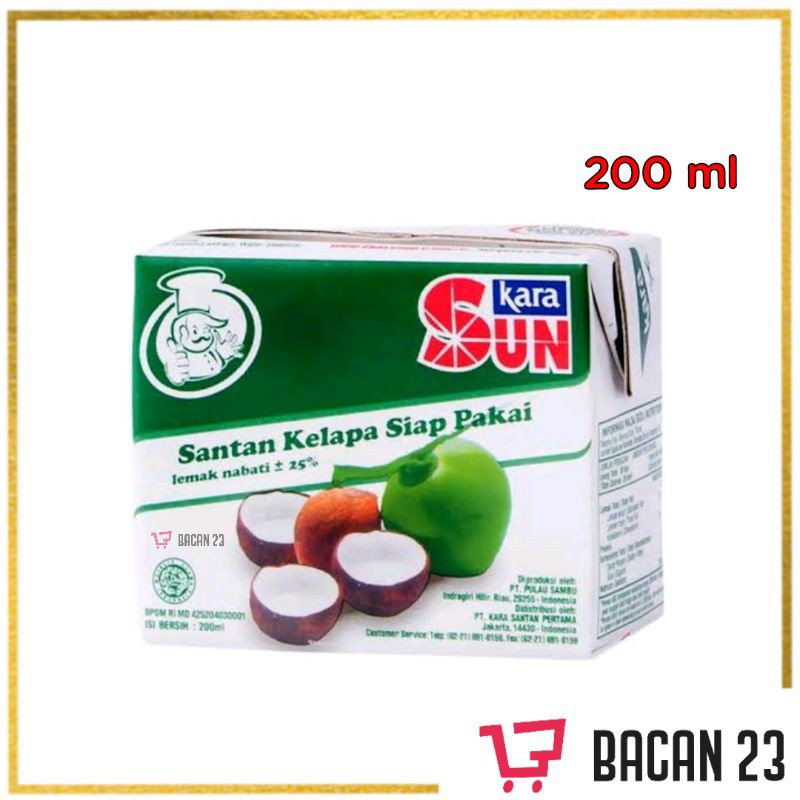 Kara Santan Kelapa  (200ml) / Santan Kelapa Cair Instan / Bacan23 - Bacan 23