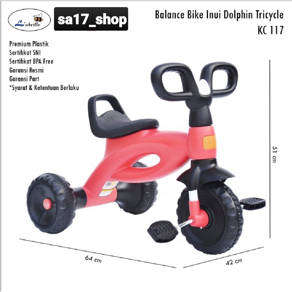 Sepeda Anak Roda Tiga Inui Baby Dolphin Tricycle - sepeda goes tricycle Labeille kc 117