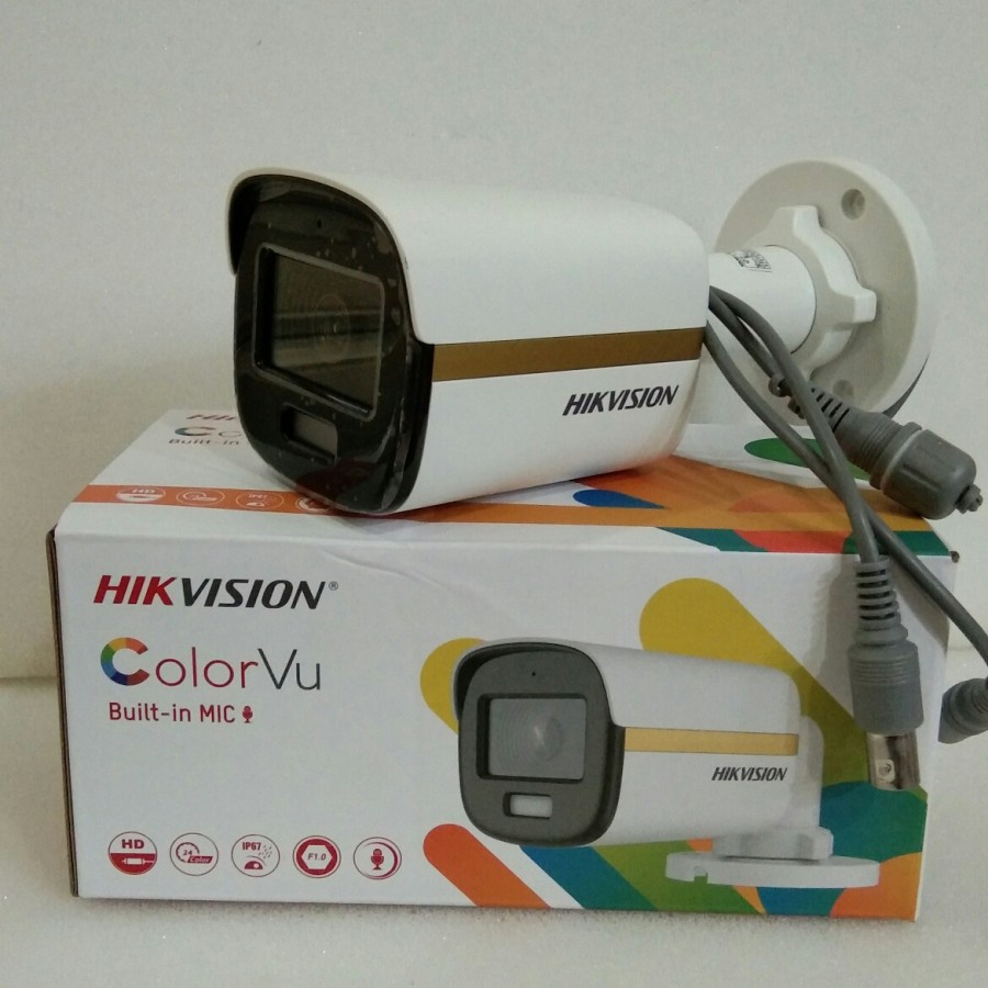 Kamera Cctv Hikvision Outdoor DS-2CE10DF3T- PFS 2mp ColorVu Built in Audio