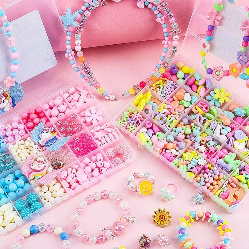 Needway DIY Handmade Manik-Manik Mainan Edukasi 700 Pcs Kalung Charms Beads Mainan Anak Perempuan Tenun Kerajinan Membuat