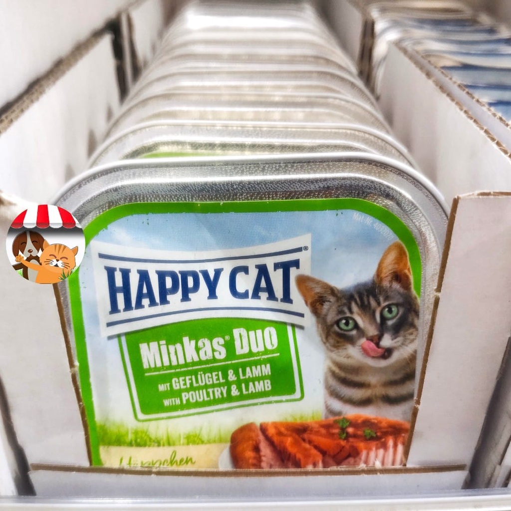 Happy Cat Minkas Duo Makanan Kucing Basah Daging Ayam dan Domba 100gr