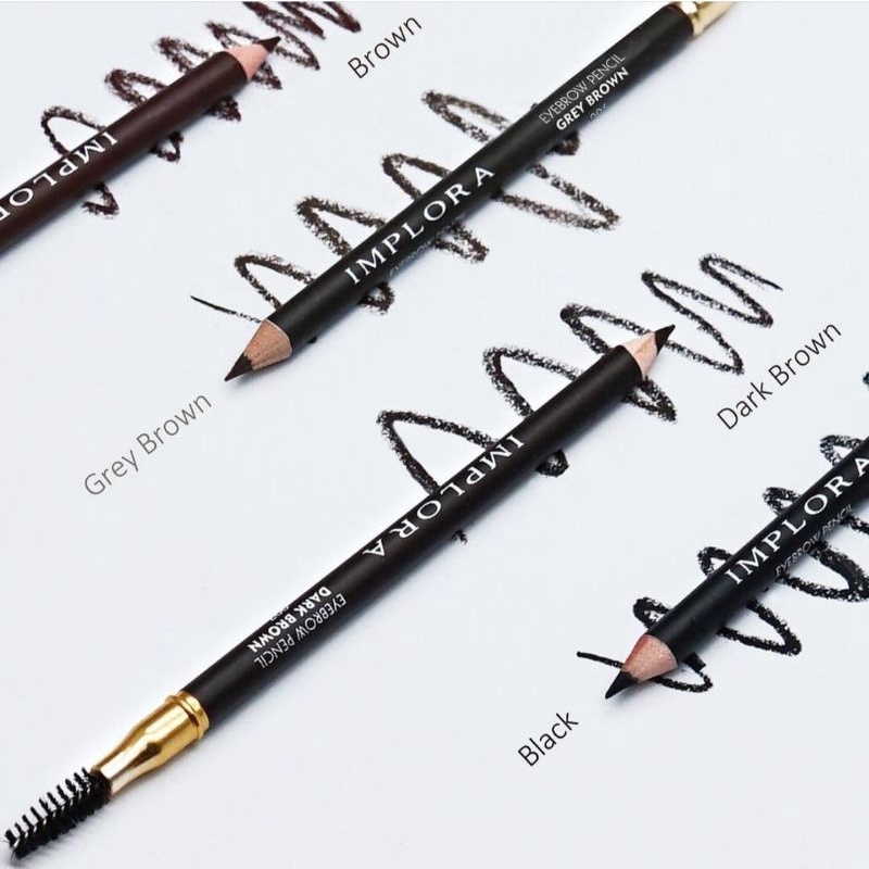 IMPLORA Pensil Alis | Eyebrow Pencil 2IN1 (PENSIL + SERUTAN + SIKAT) BPOM