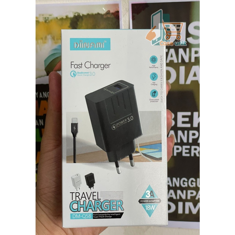 Q58  Charger DIINAMI Power 3A 18W Quick Charging TIPE C USB Fast Charging Port Smart Protection Garansi Resmi 1 Tahun CS3637