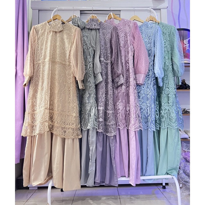Gamis Dress Brukat Raya Lebaran kondangan fuji evolvera puthic alunicorn