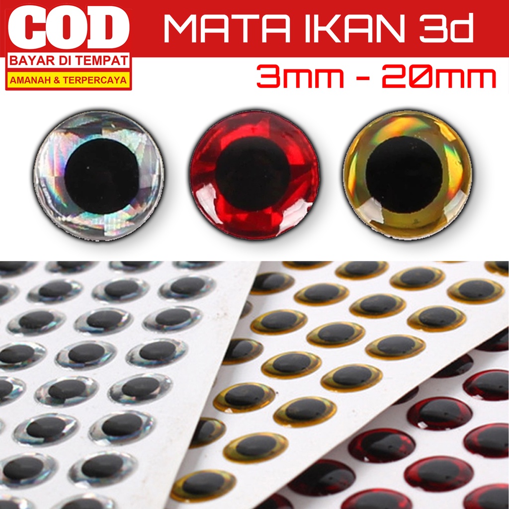Stiker Mata Ikan 3d Umpan Pancing Boneka Lure Metal Jig Minnow Sticker timorgear jogja