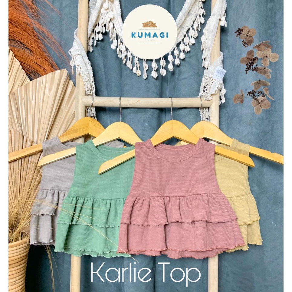 KUMAGI- Karlie waffle top atasan anak perempuan 6 bulan - 7 tahun bahan 100%Catton Waffle