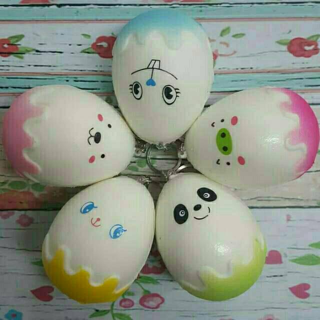 Mainan Anak Lucu Murah Squisi Squishy Gantungan Telur Unik