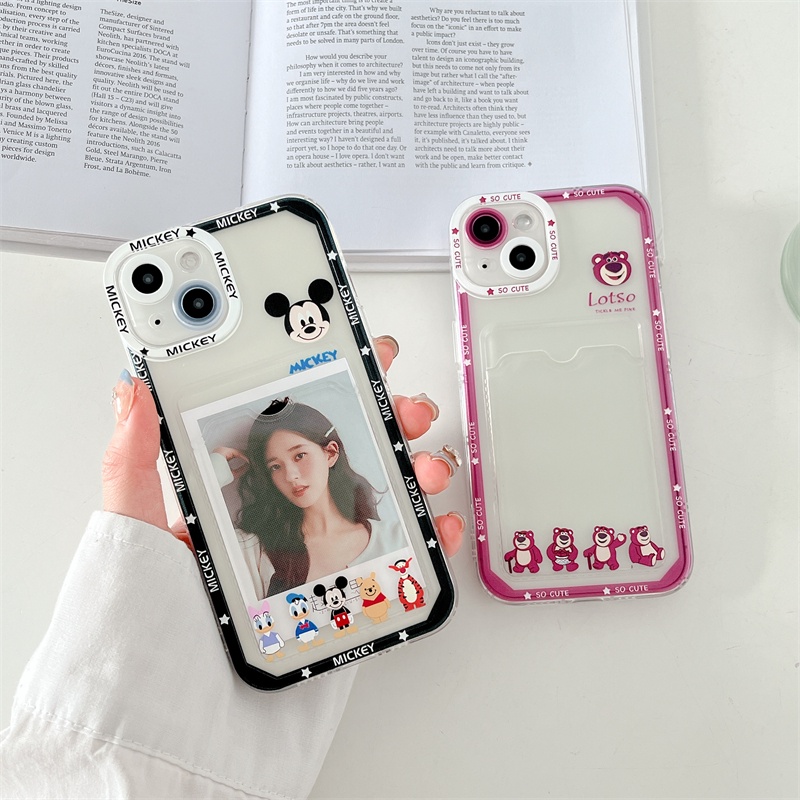 Casing Soft Case TPU Motif Strawberry / Beruang / Mickey mouse Untuk IPhone 14 13 11 Pro Max 8 7 Plus X XS XR