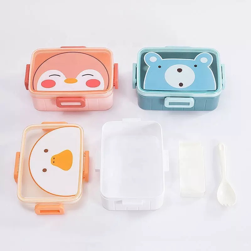 DEOS LUNCHBOX KOTAK MAKAN KARAKTER BERUANG BEBEK PINGUIN 2 SEKAT 2518-17