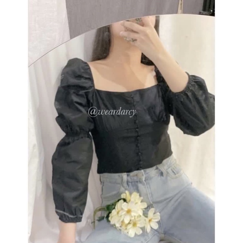 [NEW] Pretty Korean Top Black Square Neck