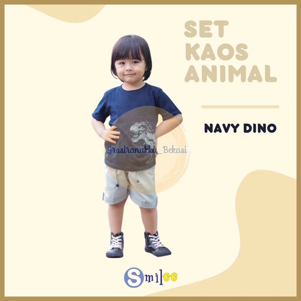 Setelan anak cowo Navy Dino size 1-3Tahun Murah