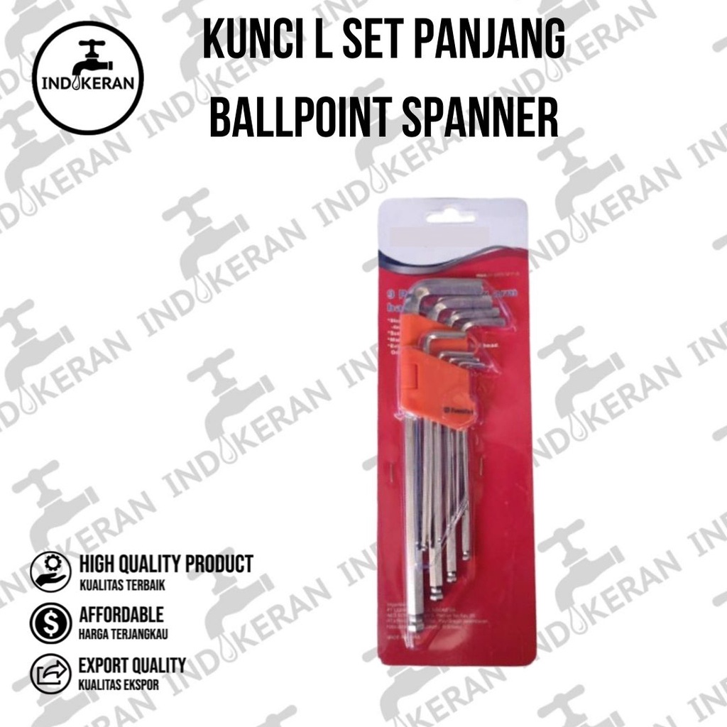 INDOKERAN - Kunci L Set PANJANG Ballpoint Spanner - 9 Pcs