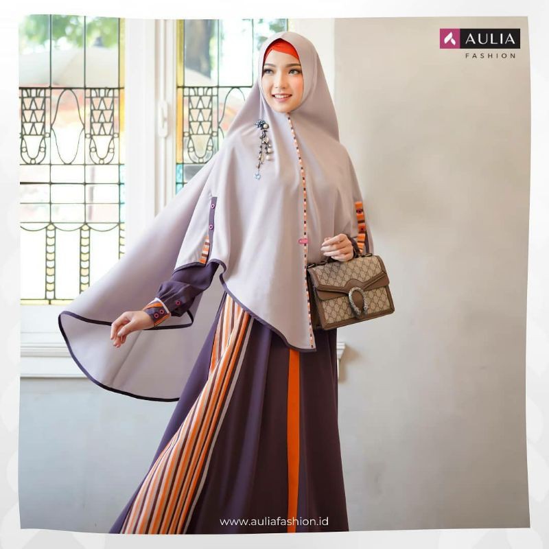 GAMIS SET KHIMAR AULIA FASHION TERBARU SULTAN 7 ASH GREY