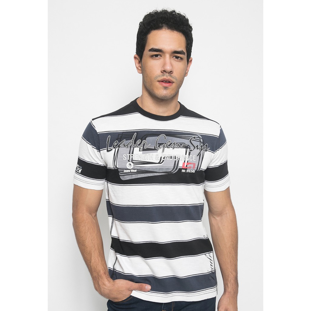 Kaos Fashion Leader motif salur tiga warna - LETS.323