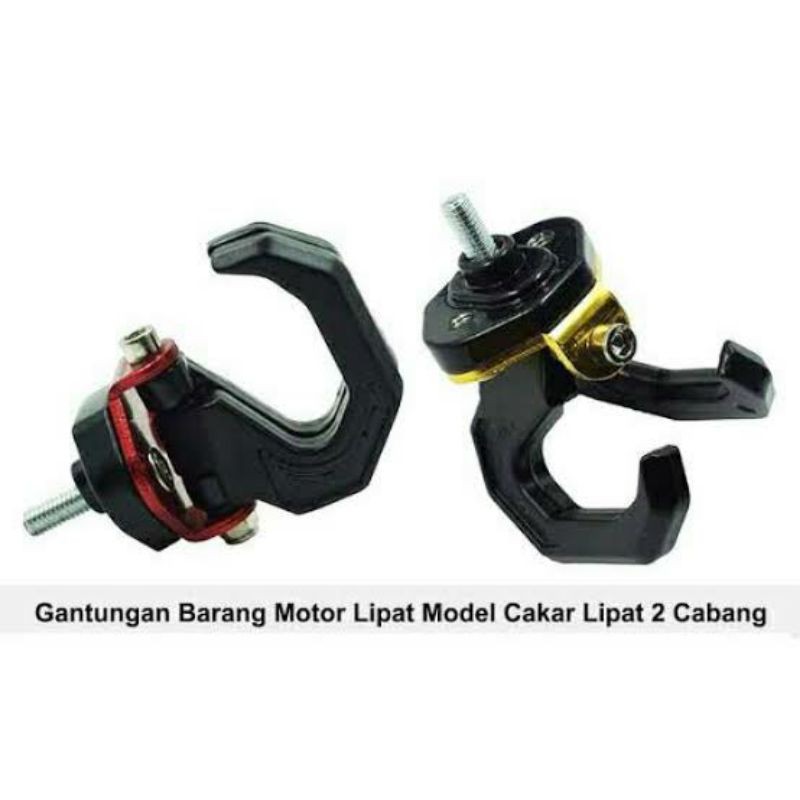 Gantungan Barang Motor Matic Model Cabang Full Besi Model Cakar Lipat 2 Cabang