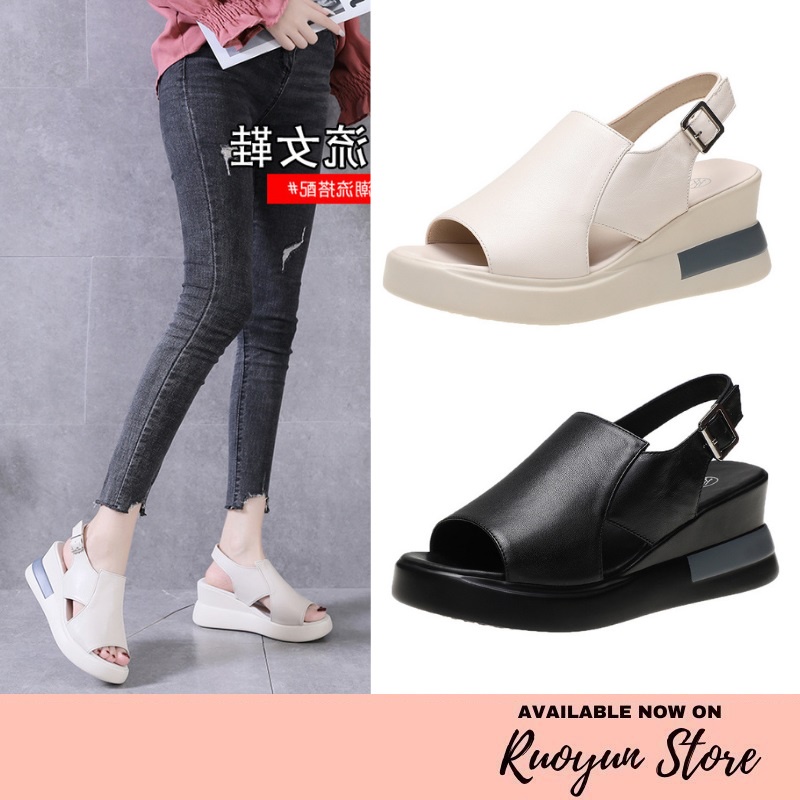 RYX - Alboxo Charm Sepatu Slingback Wedges Casual Sehari Hari - Ori Import