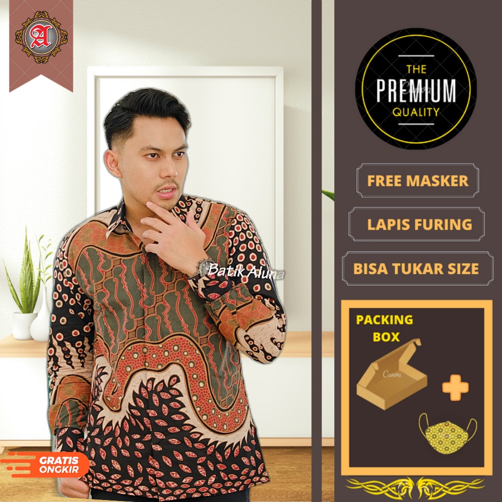 Batik Jogja Pria Lengan Panjang Kemeja Kantoran Premium Baju Kondangan LP024