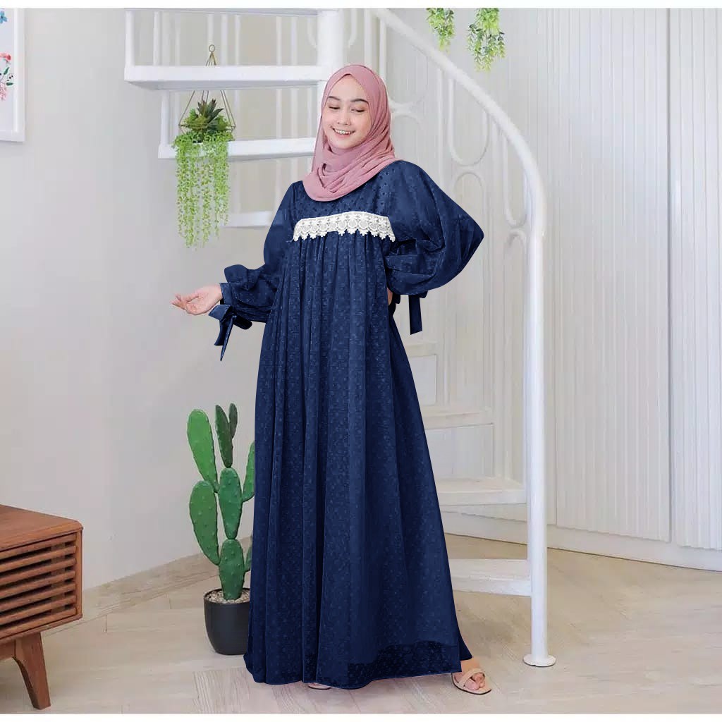 XVC - PROMO MAXI DRESS / READY STOCK LANGSUNG ORDER SAJA/ MAXI CHIKITA / MAXI IVORY/ MAXI IVORA/MAXI MIKAYLA / maxi nuraini-IVORY NAVY