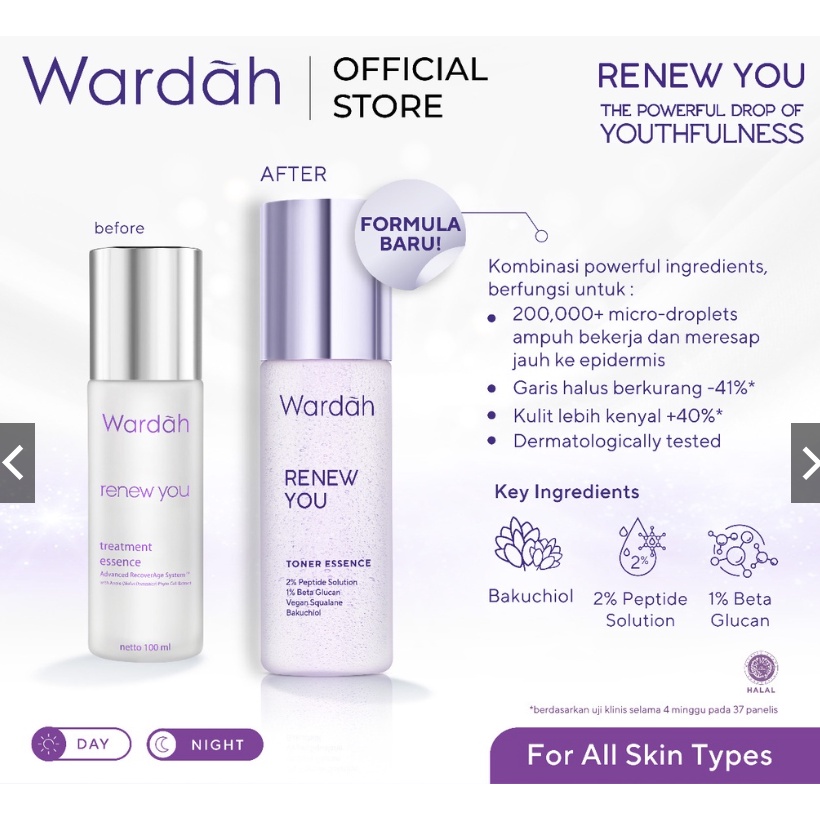 Wardah Renew You Toner Essence 50 ml [ kemasan baru ]