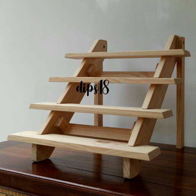 Rak tangga kayu 4 susun Rak tanaman Rak kaktus Rak display Rak kayu Succulent plant