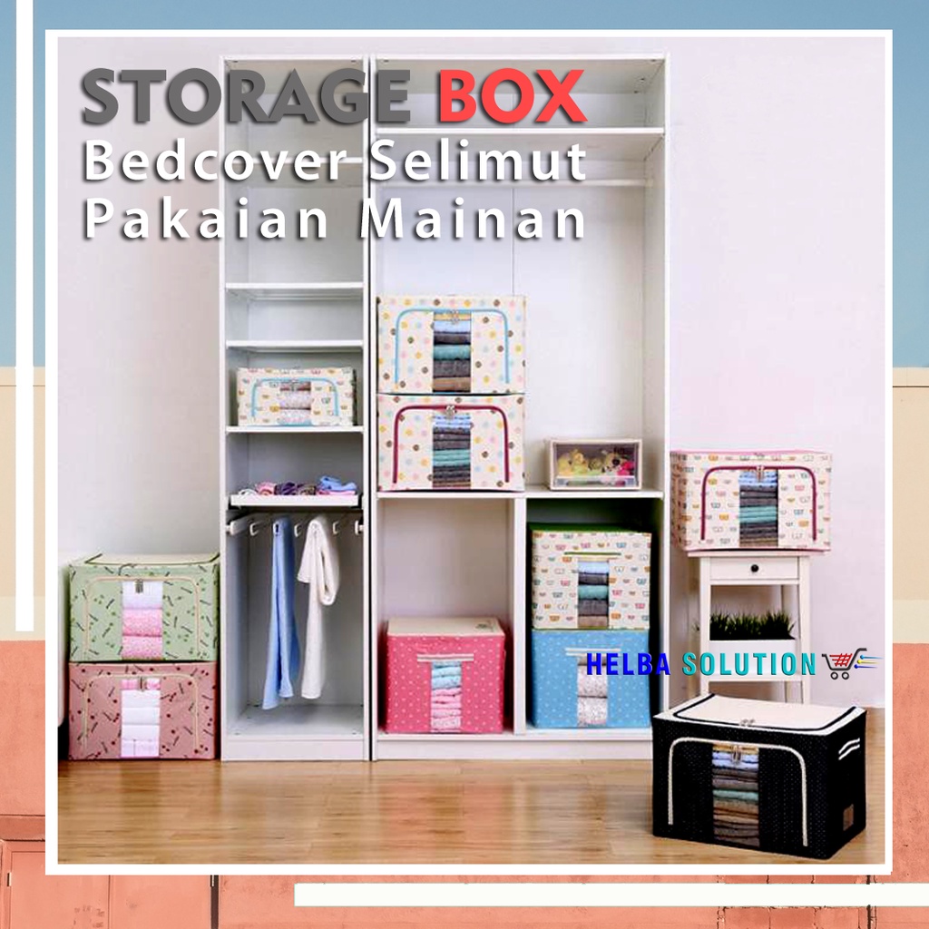 Kotak Penyimpanan STORAGE BOX Tempat Baju Pakaian Selimut Handuk Bedcover 66 Liter BEAR SERIES Bukaan Atas Dan Samping