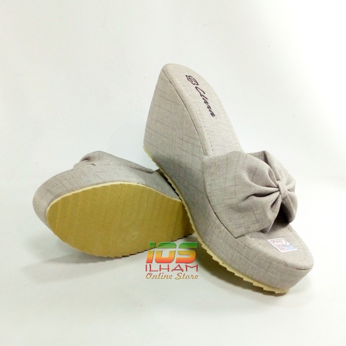 Sandal Wedges Wanita Clara T.04 Hak 8cm Size 37-40 Abu2