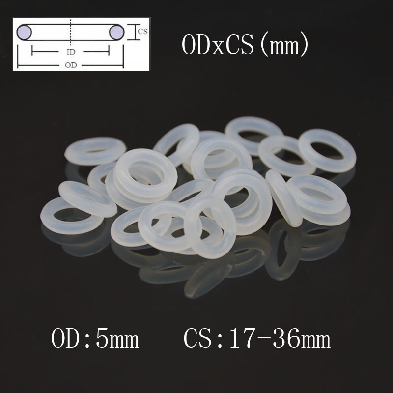 10 Pieces White Food Grade Silicone Rubber O-ring High Temperature Resistant Waterproof Seal O Ring Cs 5mm Od17-38mm