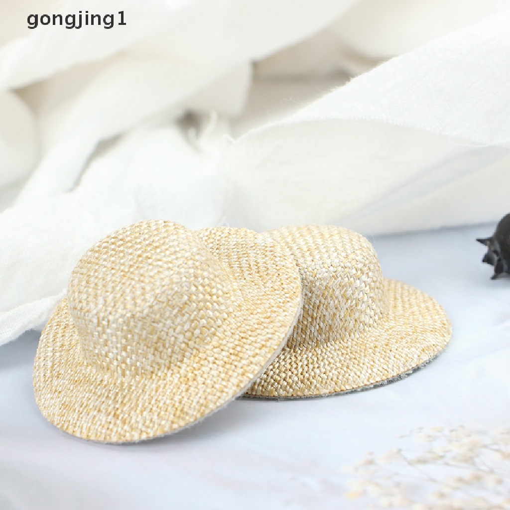 Ggg 2Pcs Miniatur Topi Jerami Untuk Aksesoris Rumah Boneka