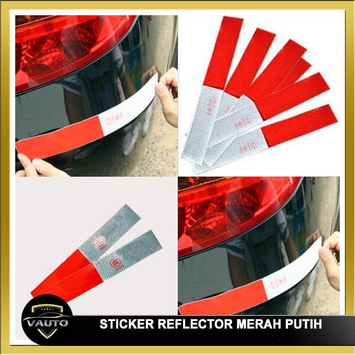 Sticker Reflector Warning Merah Putih Stiker Reflektor Pemantul Cahaya