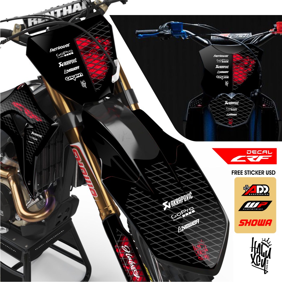 DECAL CRF 150 L SUPERMOTO FULL BODY HITAM SUPER GLOSSY DOFF DESAIN KEREN KLX DTRACKER WR BY HALUXCY