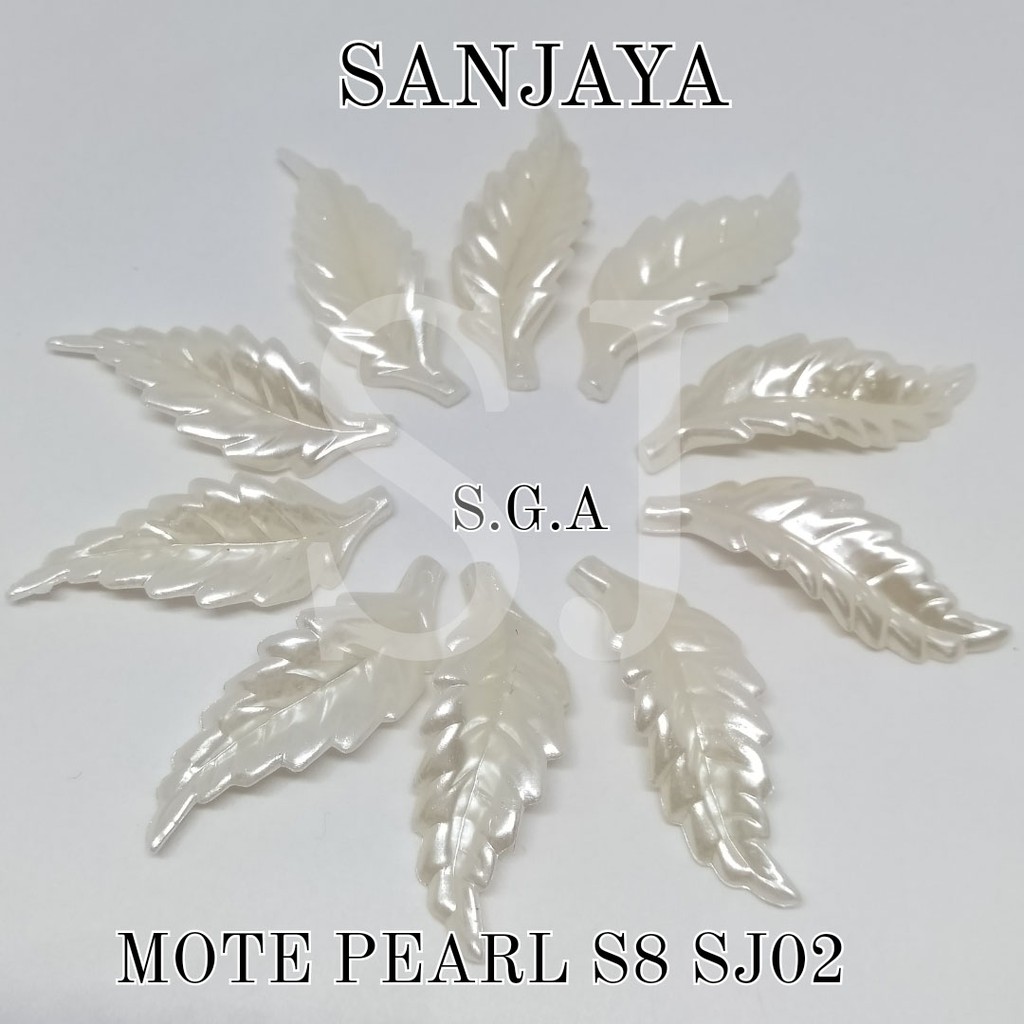 MOTE PEARL / MANIK DAUN AKRILIK / MANIK PEARL DAUN / MOTE PEARL DAUN S8 SJ02