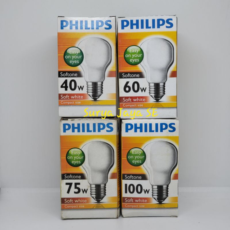 Bohlam Pijar Bohlam Susu Bohlam Philips Softone 25 60 75 100 Watt Cahaya Kuning