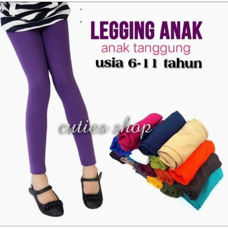LEGGING anak ABG polos, bahan Jersey