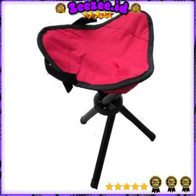 TaffSPORT Kursi Lipat Memancing Folding Legged Beach Stool Chair - A0003 - Red