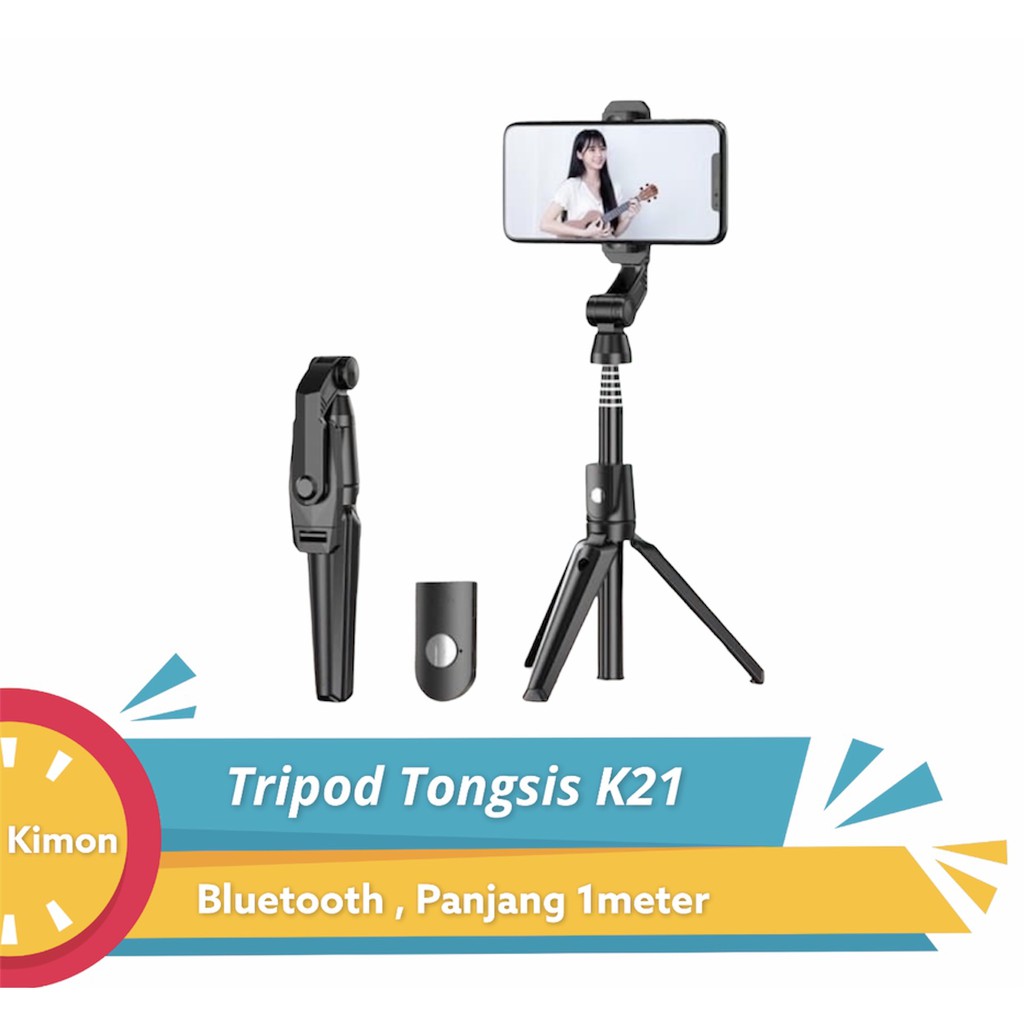 TRIPOD TONGSIS K21 ORIGINAL BLUETOOTH SHUTTER SELFIE STICK HOLDER HP